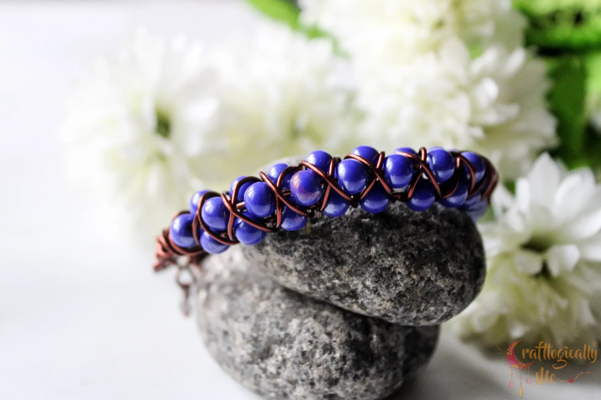 Three Layer Braided Pearl Bead Bracelet Cuff – Handmade Wire Jewelry