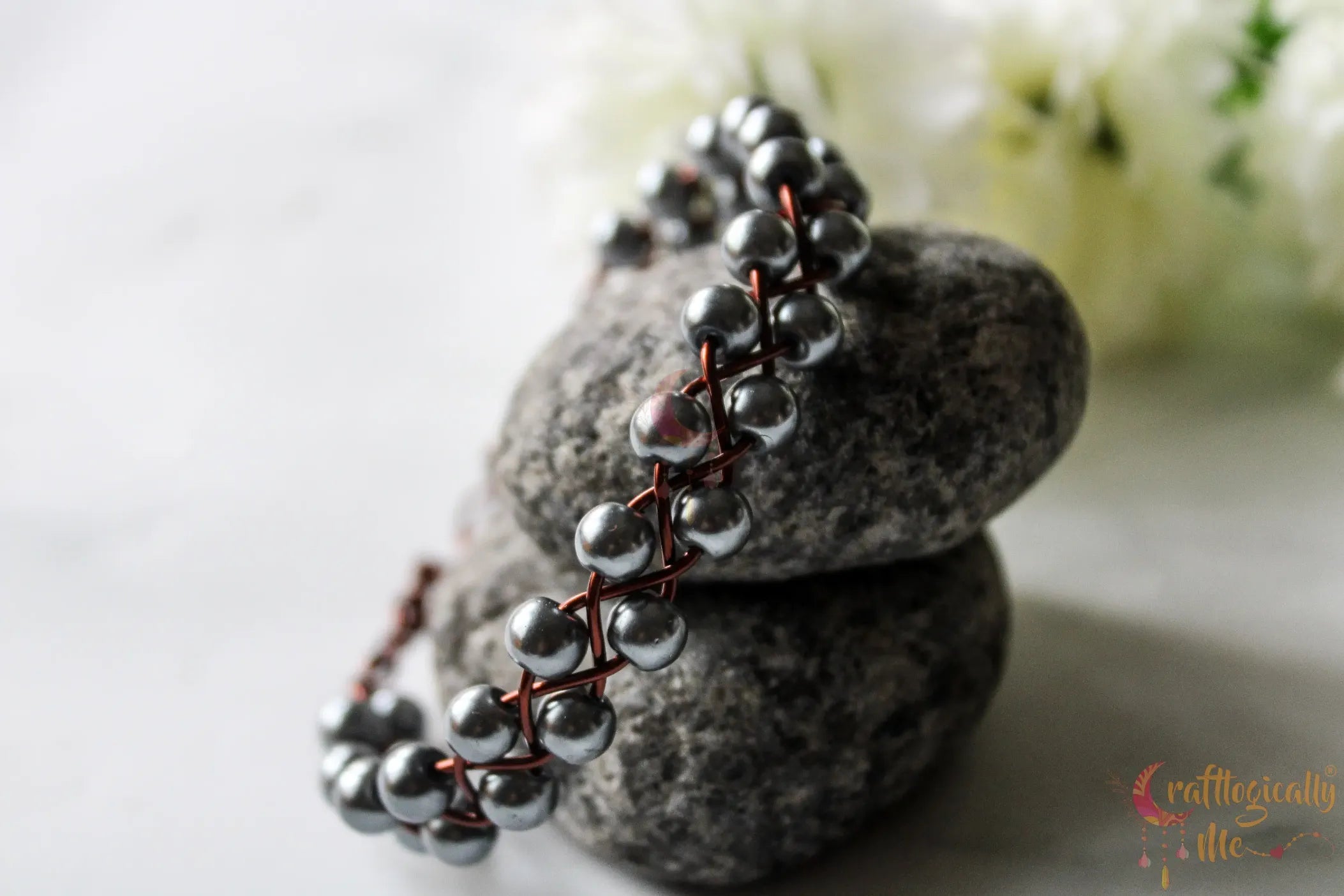 Two Layer Braided Bead Bracelet Cuff – Handmade Wire Jewelry
