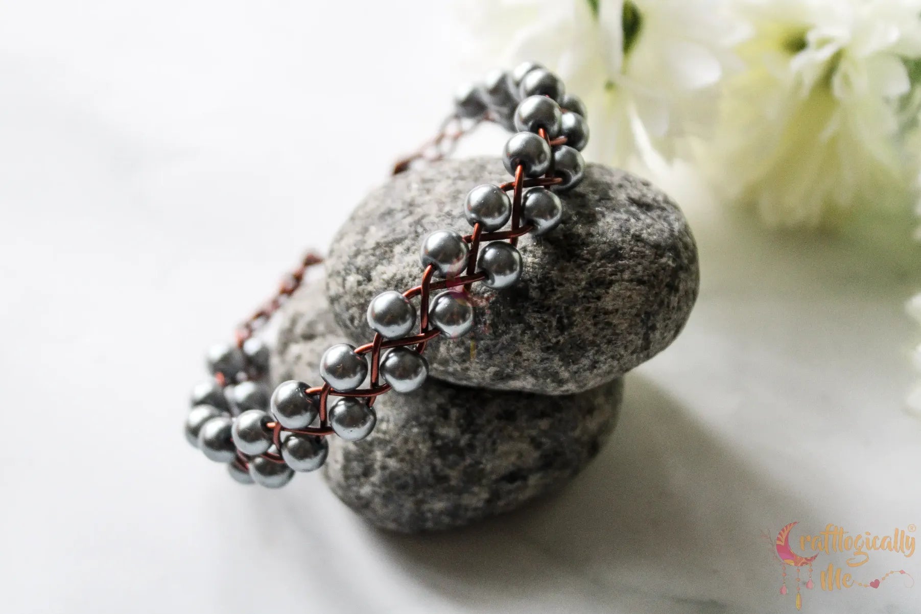 Two Layer Braided Bead Bracelet Cuff – Handmade Wire Jewelry