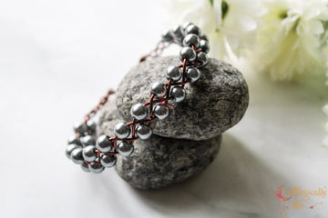 Two Layer Braided Bead Bracelet Cuff – Handmade Wire Jewelry