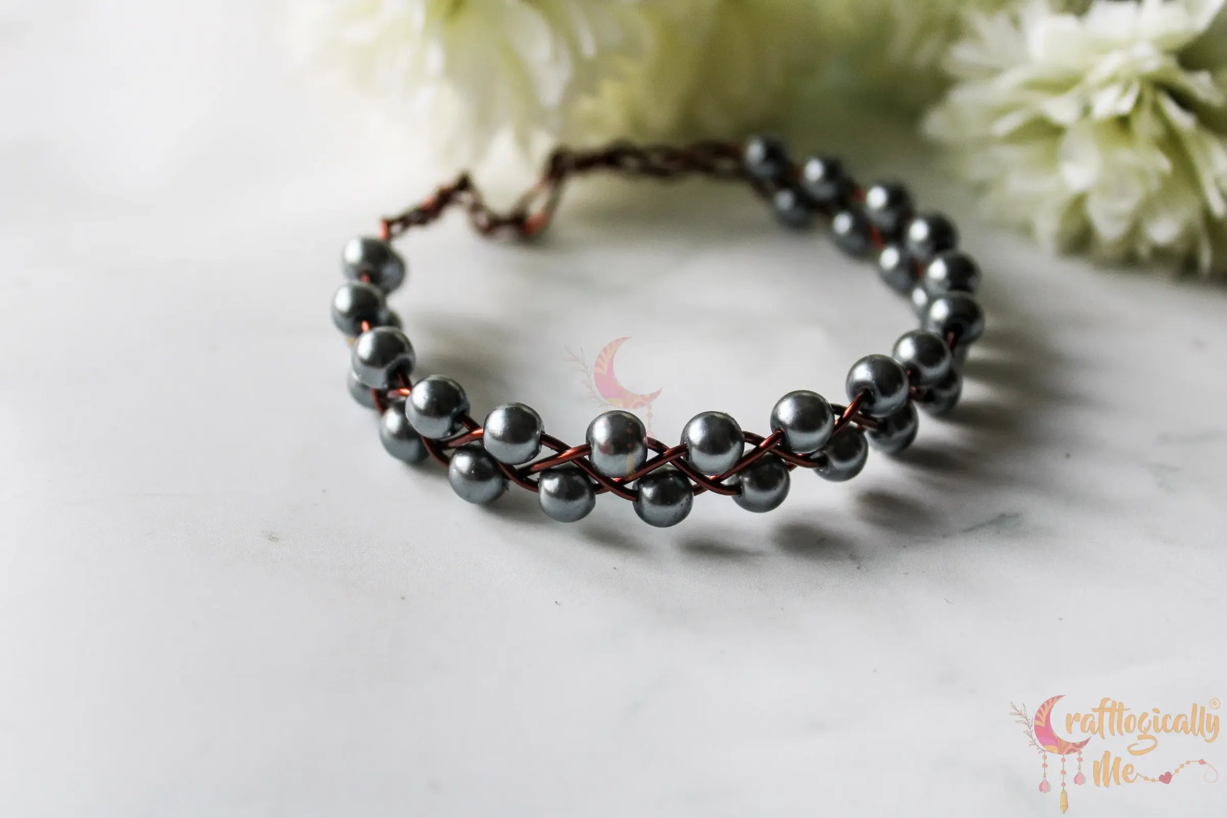 Two Layer Braided Bead Bracelet Cuff – Handmade Wire Jewelry