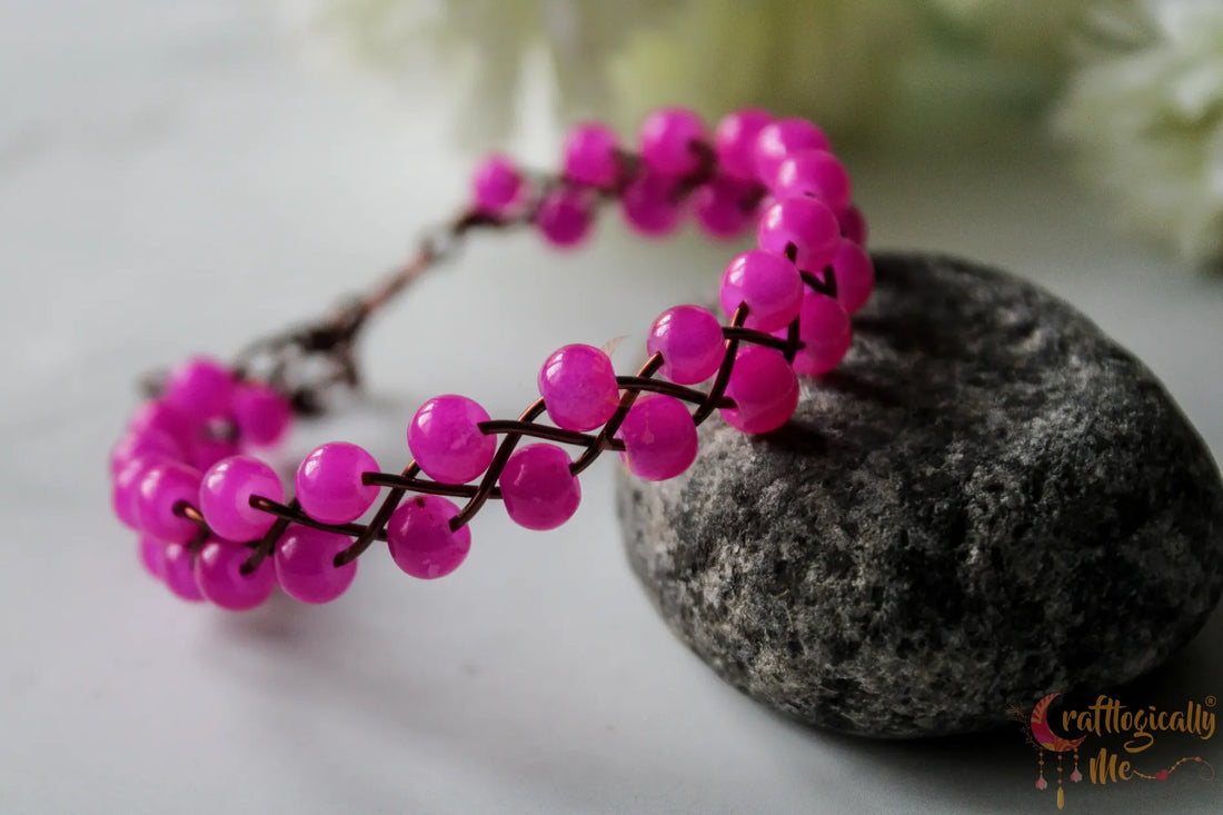 Two Layer Braided Bead Bracelet Cuff – Handmade Wire Jewelry