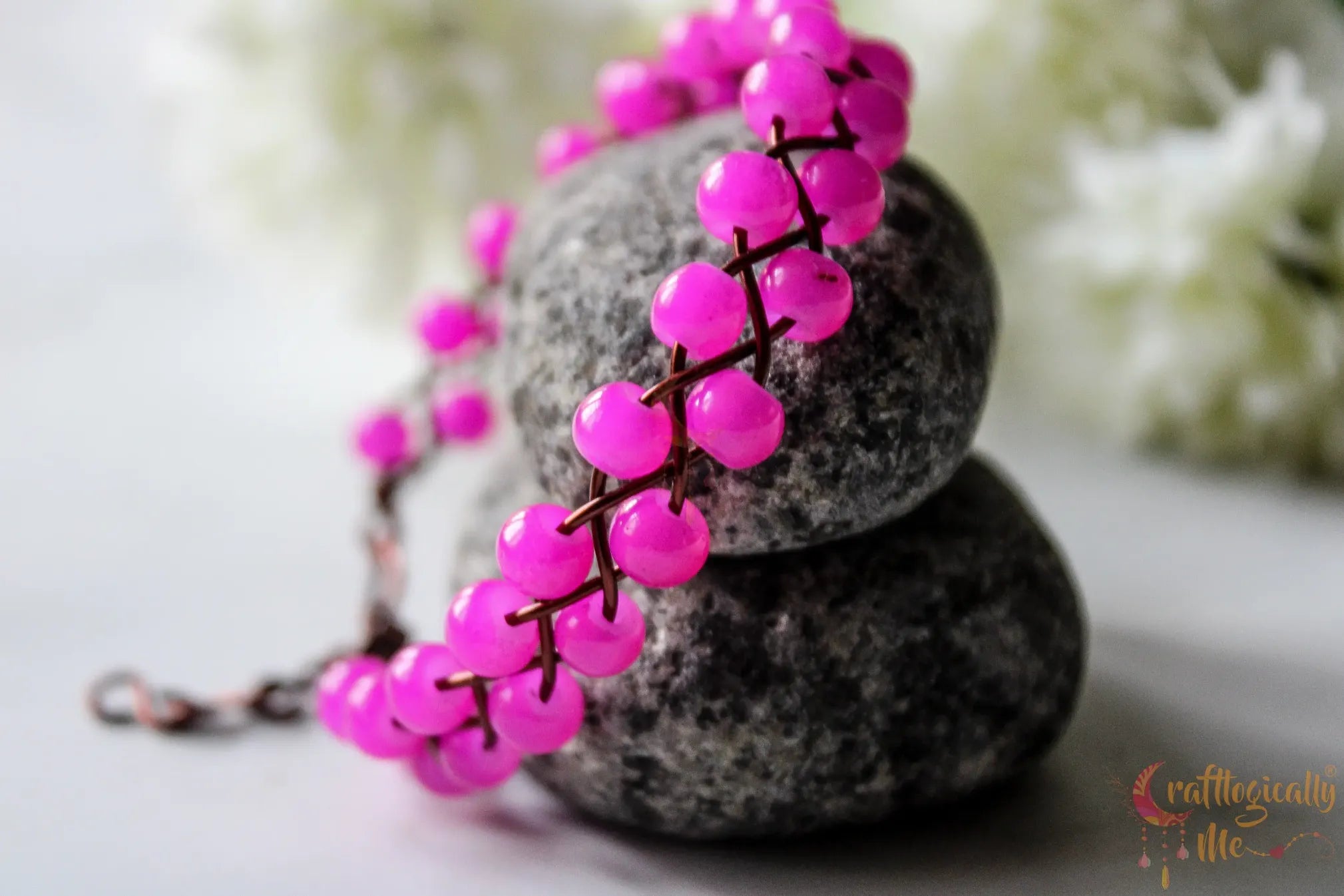 Two Layer Braided Bead Bracelet Cuff – Handmade Wire Jewelry