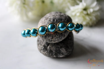 Braided Single Layer Bead Bracelet Cuff – Handmade Wire Jewelry