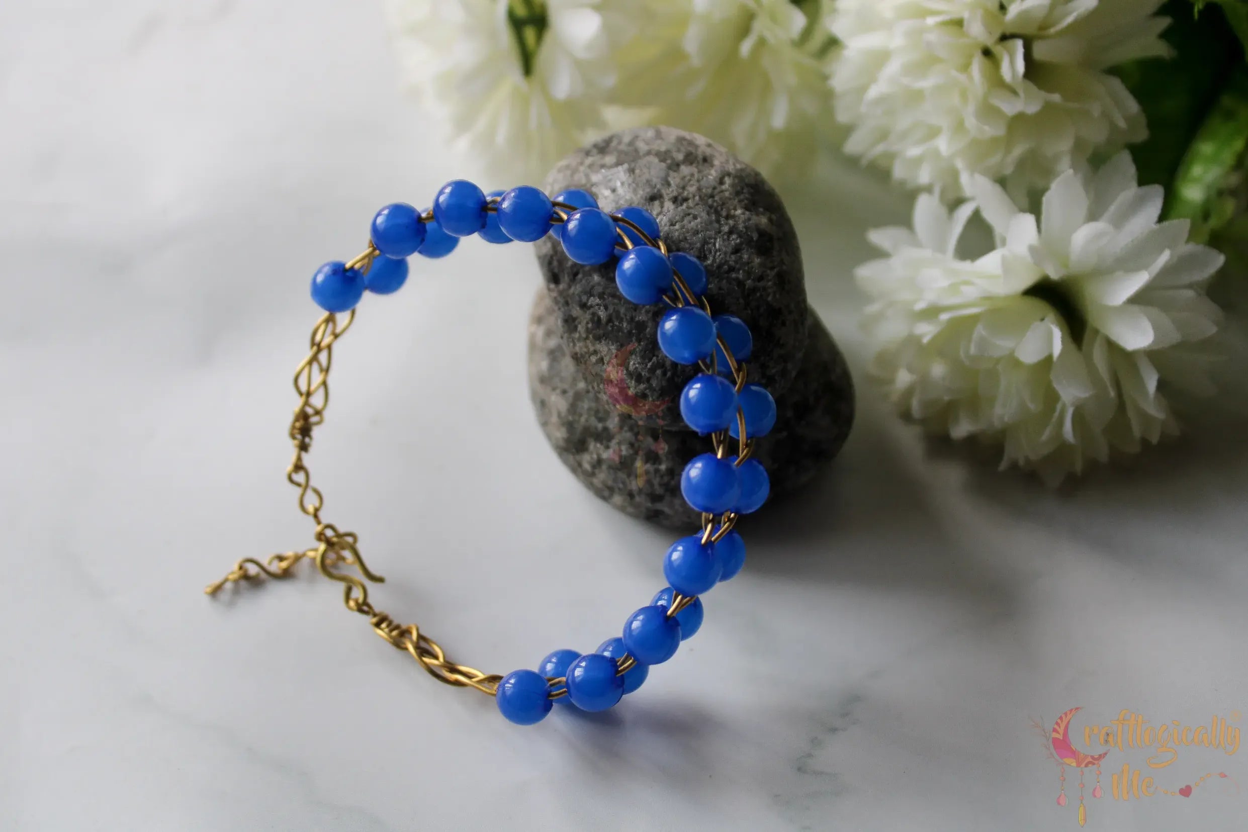 Two Layer Double Braided Bead Bracelet Cuff – Handmade Wire Jewelry