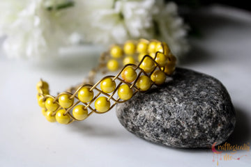Three Layer Triple Braided Bead Bracelet Cuff – Handmade Wire Jewelry