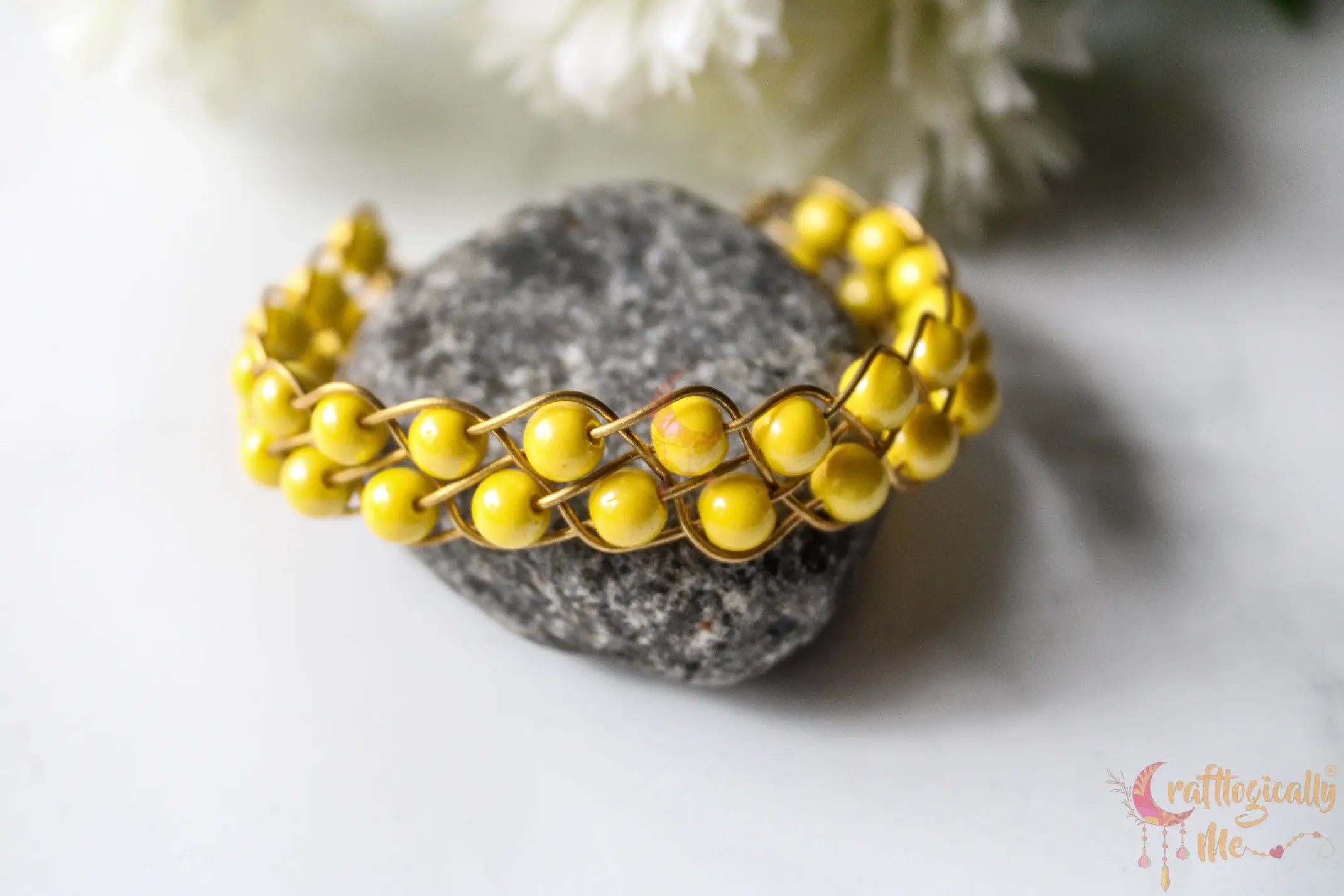 Three Layer Triple Braided Bead Bracelet Cuff – Handmade Wire Jewelry