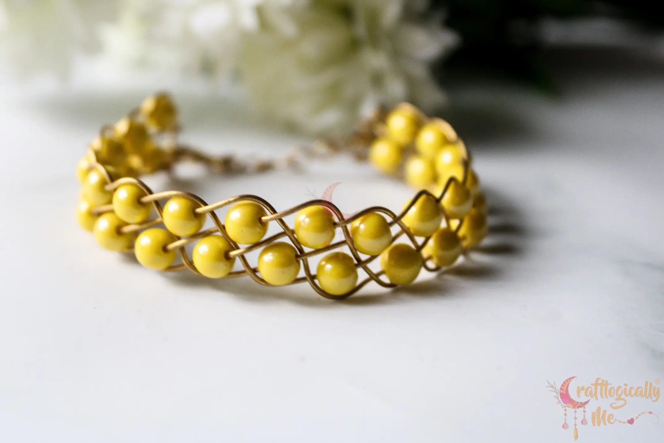 Three Layer Triple Braided Bead Bracelet Cuff – Handmade Wire Jewelry