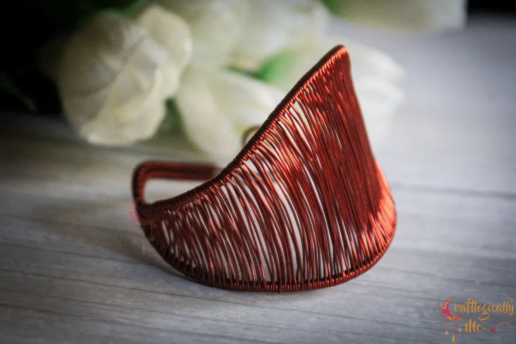 Unique Woven Leaf Cuff Bracelet – Handmade Wire Jewelry