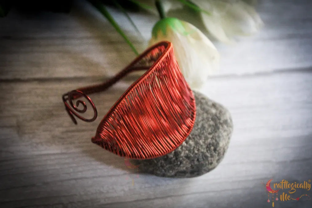 Unique Woven Leaf Cuff Bracelet – Handmade Wire Jewelry