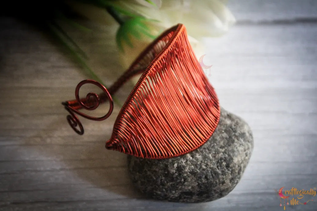 Unique Woven Leaf Cuff Bracelet – Handmade Wire Jewelry