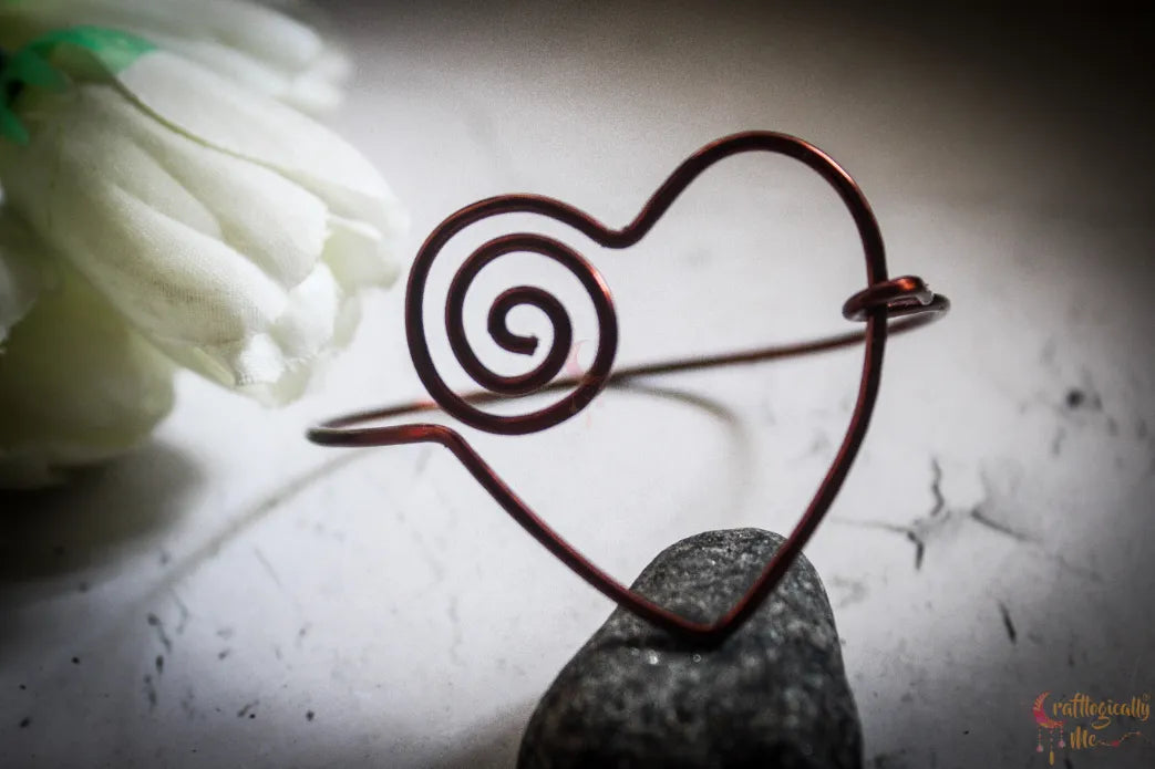 Heart Swirl Bracelet Cuff – Handmade Wire Jewelry