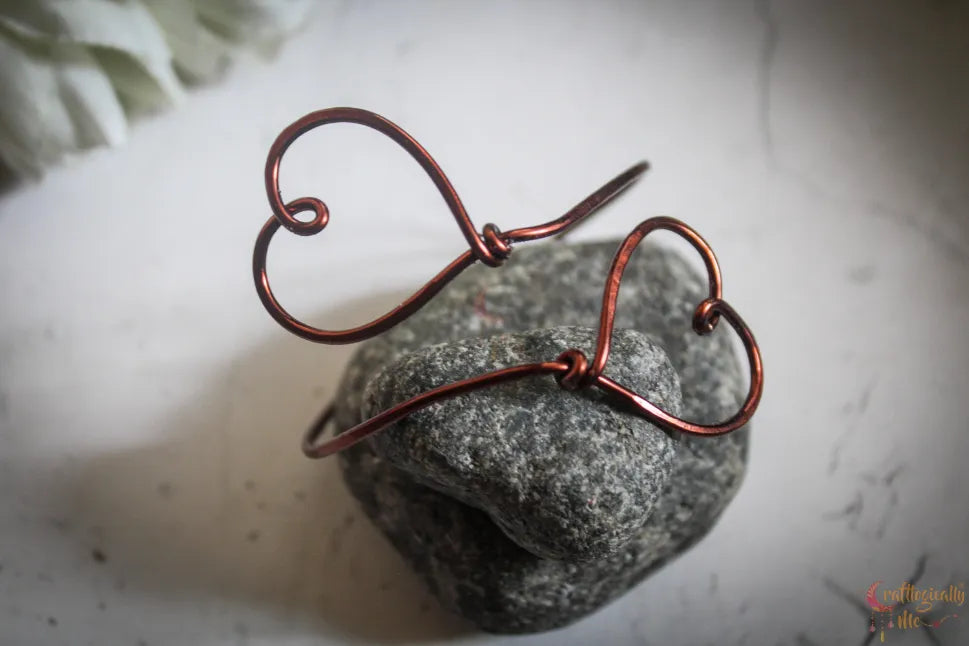 Double Heart Bracelet Cuff – Handmade Wire Jewelry