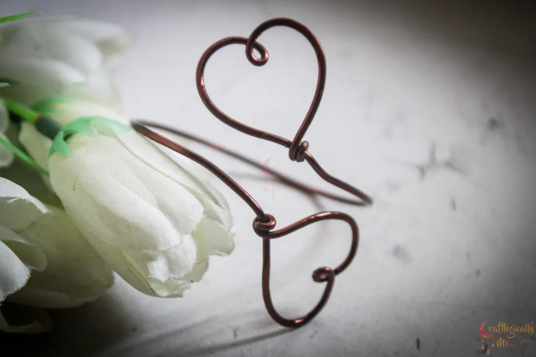 Double Heart Bracelet Cuff – Handmade Wire Jewelry