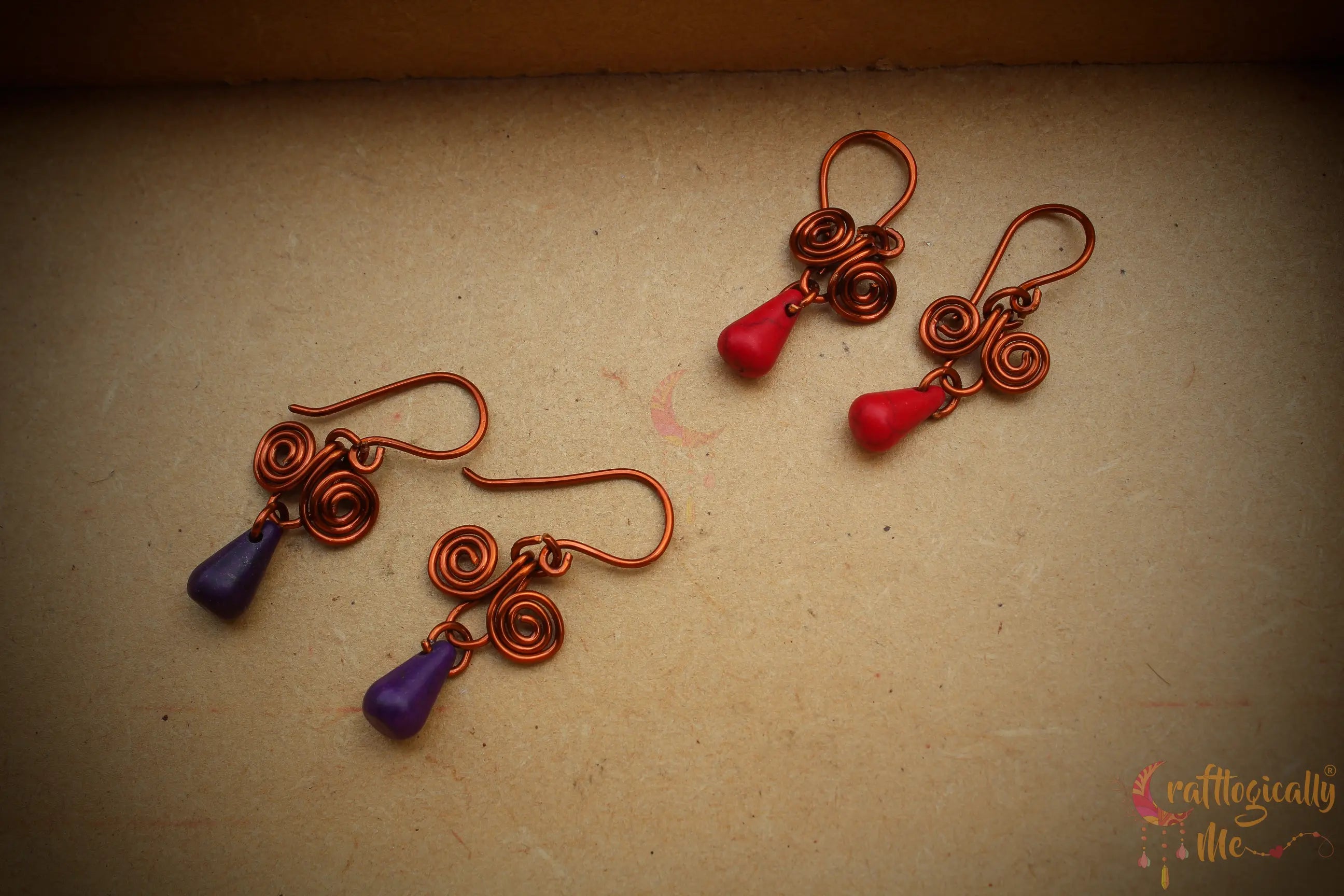 Swirl Small Drop Earrings – Handmade Wire Wrapped Dainty Jewelry