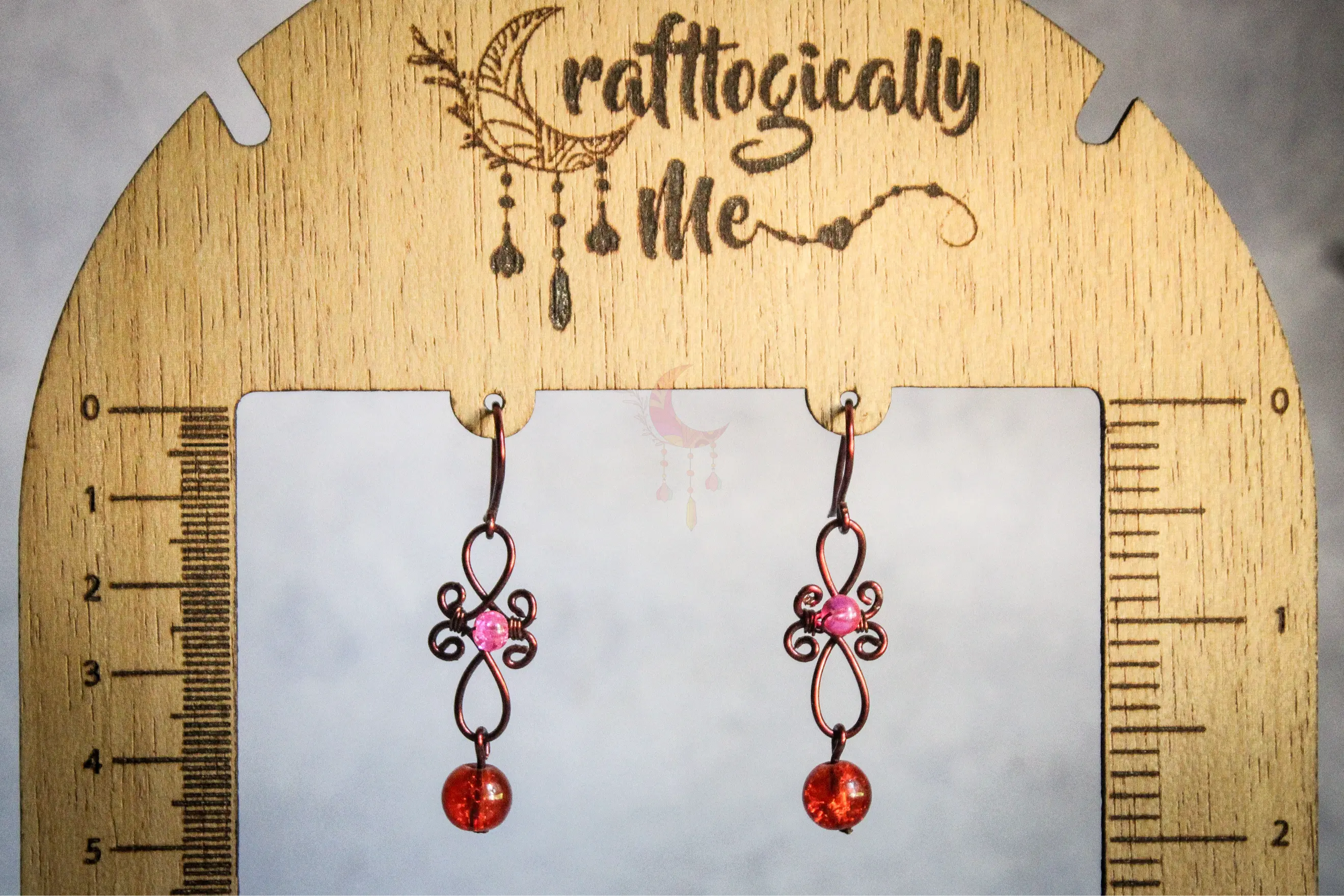 Long Loop Crackle Bead Earrings – Handmade Wire Wrapped Dangle Jewelry