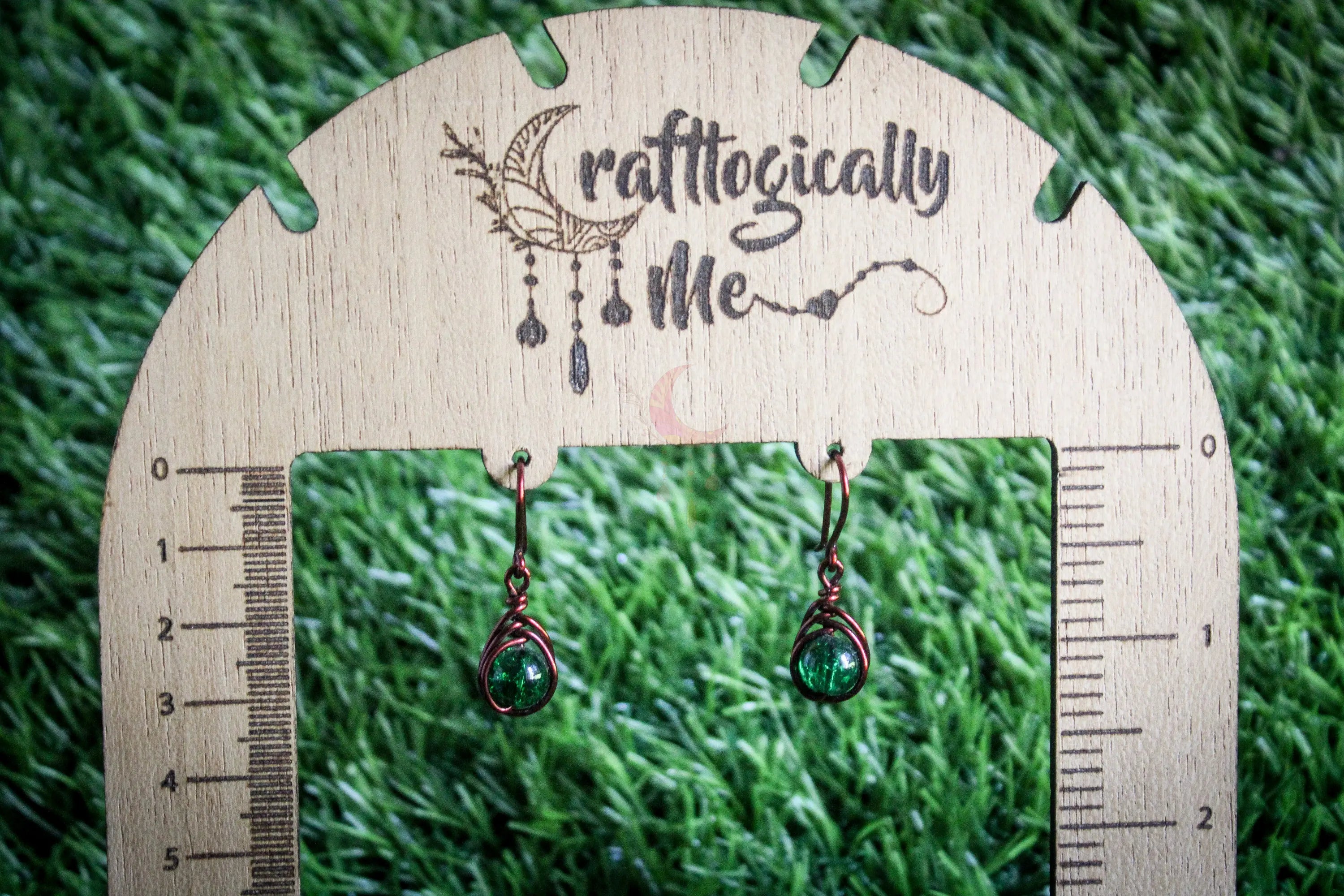 Crackle Bead Herringbone Earrings – Handmade Wire Wrapped Dangle Jewelry