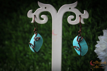Turquoise Marquee Bead Vine Earrings β Handmade Wire Wrapped Dangle Jewelry