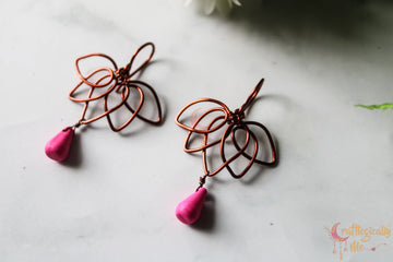 Lotus Drop Bead Earrings – Handmade Wire Wrapped Dangle Jewelry