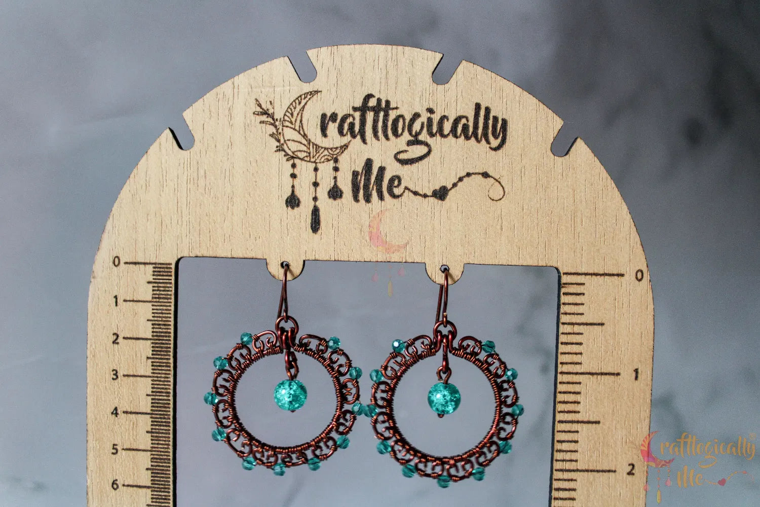 Wire Hoop with Bead Drop Earrings - Handmade Dangle Jewelry
