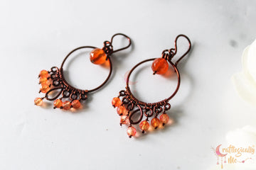 Agate Loop and Bead Drop Earrings - Handmade Wire & Gemstone Jewelry