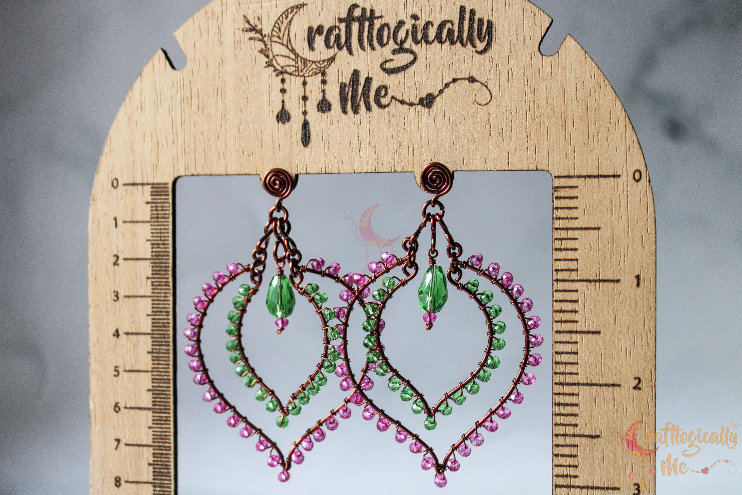 Long Bead Wrapped Drop Earrings - Handmade Wire & Bead Jewelry
