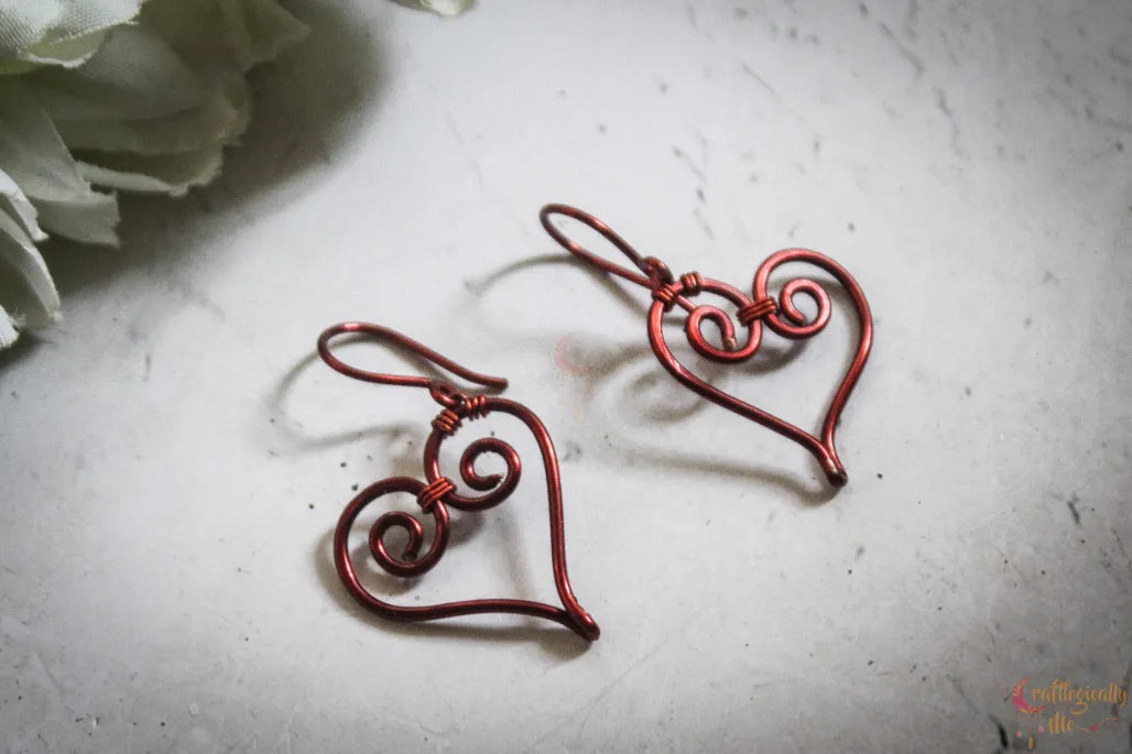 Heart Danglers - Handmade Wire Heart Earrings