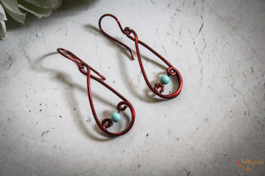 Curly Danglers with Beads - Handmade Wire & Bead Earrings