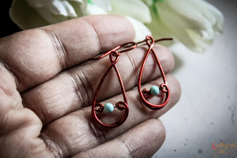 Curly Danglers with Beads - Handmade Wire & Bead Earrings