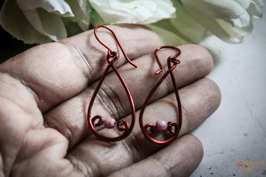 Curly Danglers with Beads - Handmade Wire & Bead Earrings