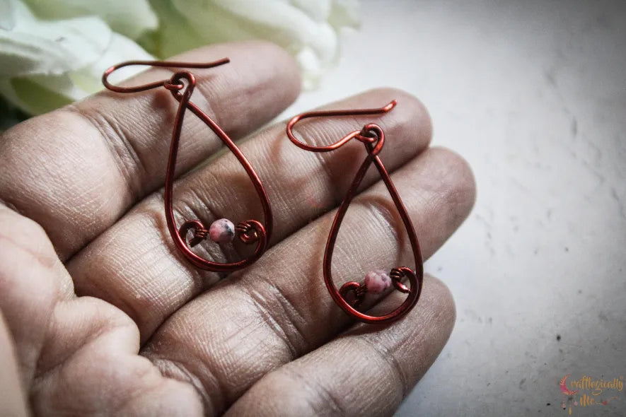 Curly Danglers with Beads - Handmade Wire & Bead Earrings