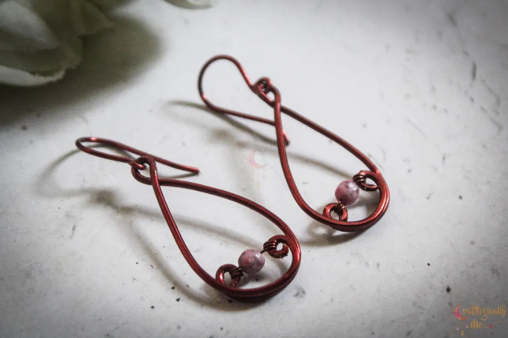 Curly Danglers with Beads - Handmade Wire & Bead Earrings