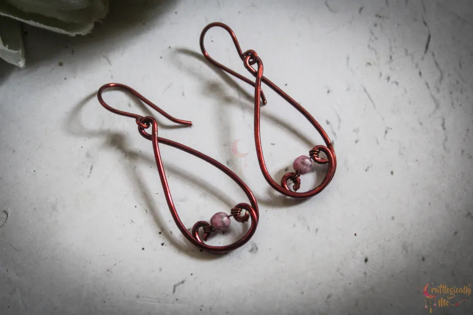 Curly Danglers with Beads - Handmade Wire & Bead Earrings