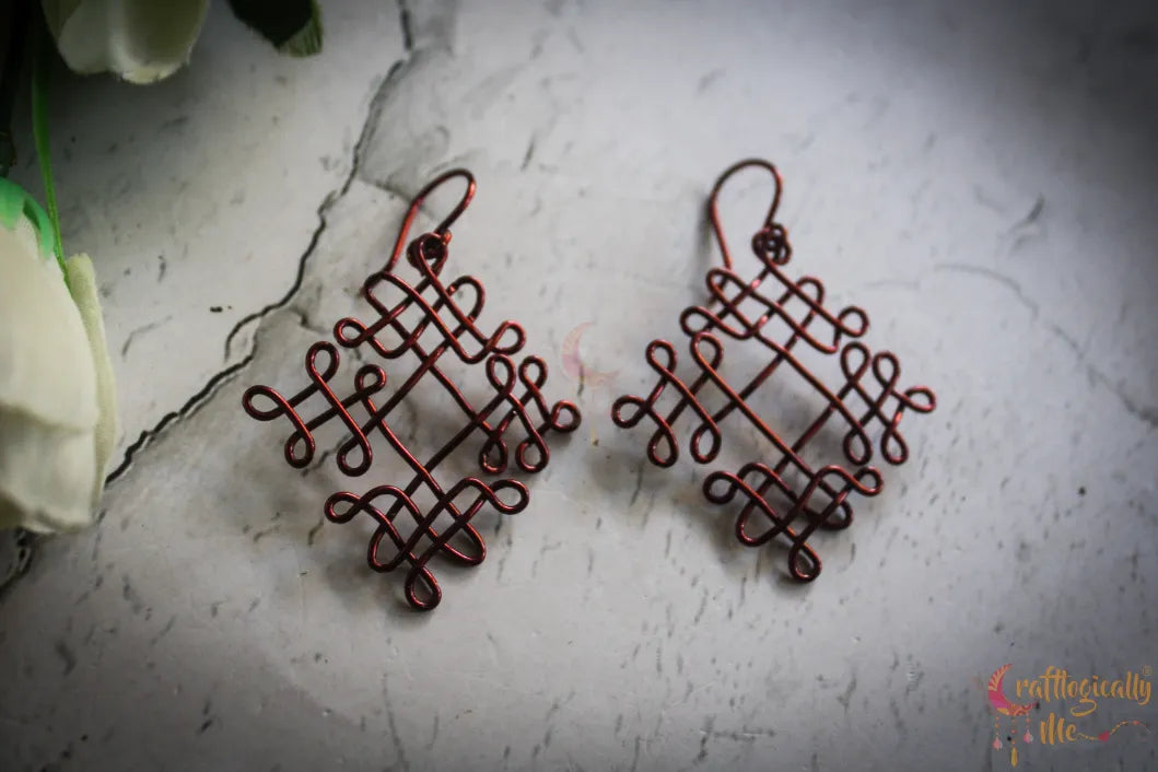 Sikku Kolam Earrings - Handmade Wire Art Jewelry