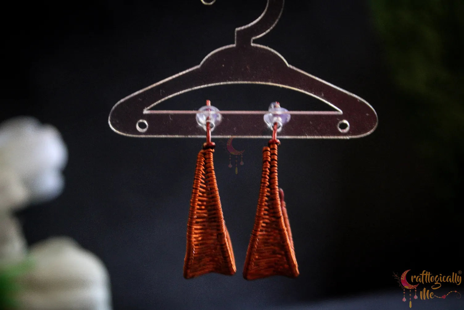 Leaf Half-Moon Wire Loom Stud - Handmade Wire Earrings