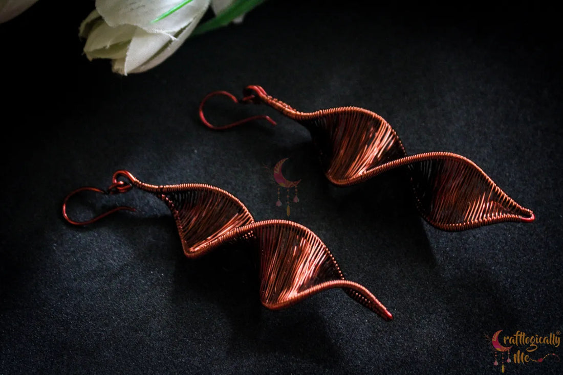 DNA Danglers – Helix Twisted Long Earrings - Handmade Wire Jewelry