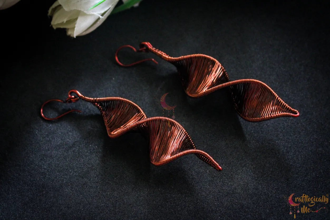 DNA Danglers – Helix Twisted Long Earrings - Handmade Wire Jewelry