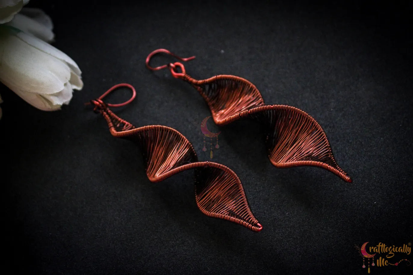 DNA Danglers – Helix Twisted Long Earrings - Handmade Wire Jewelry
