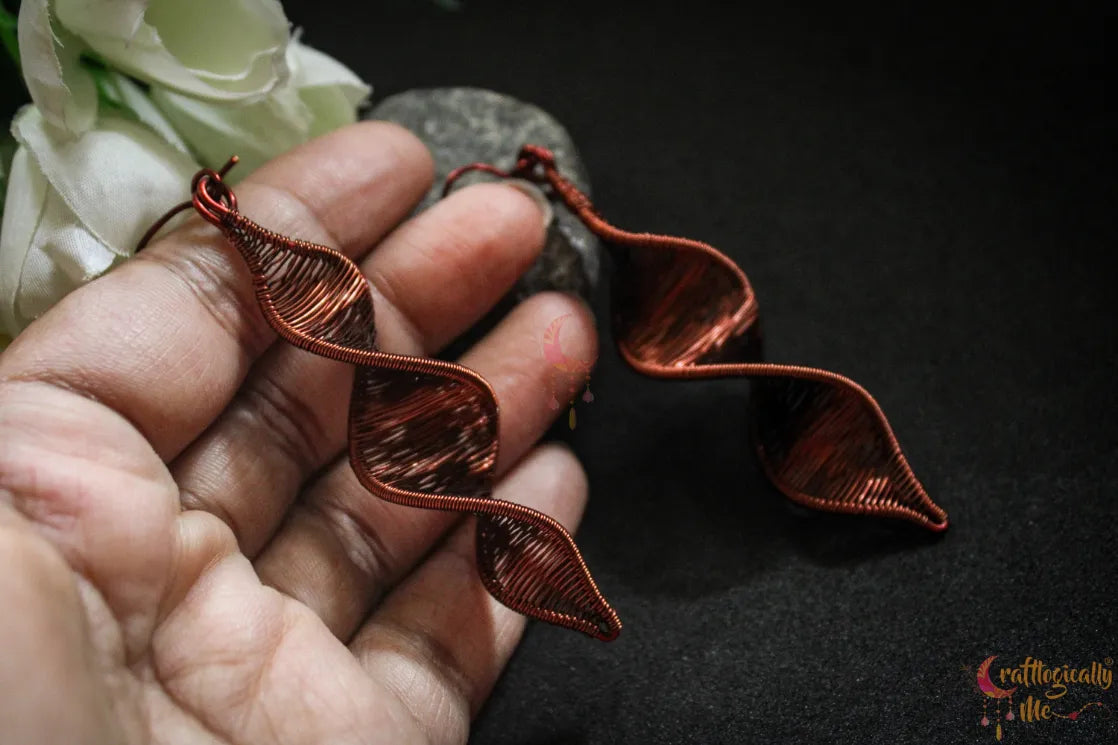 DNA Danglers – Helix Twisted Long Earrings - Handmade Wire Jewelry