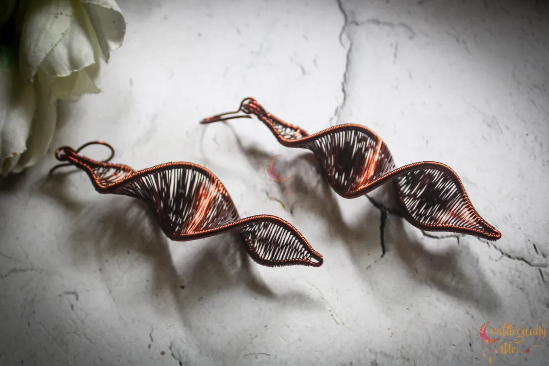 DNA Danglers – Helix Twisted Long Earrings - Handmade Wire Jewelry