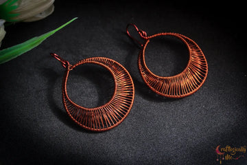 Round Hoops – Long Danglers - Handmade Wire Statement Earrings