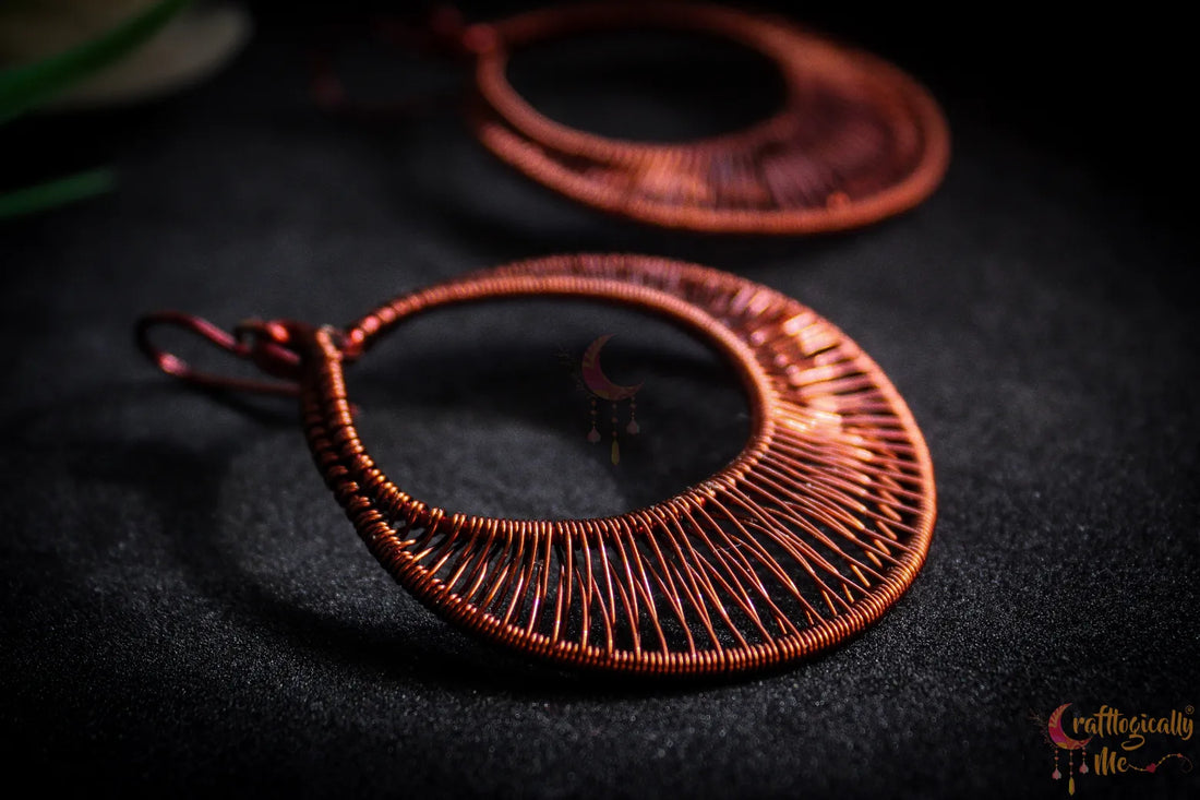 Round Hoops – Long Danglers - Handmade Wire Statement Earrings