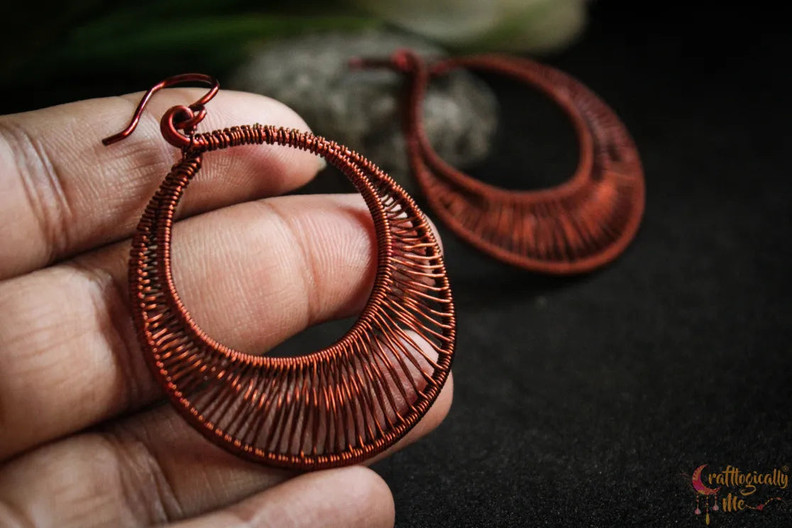 Round Hoops – Long Danglers - Handmade Wire Statement Earrings