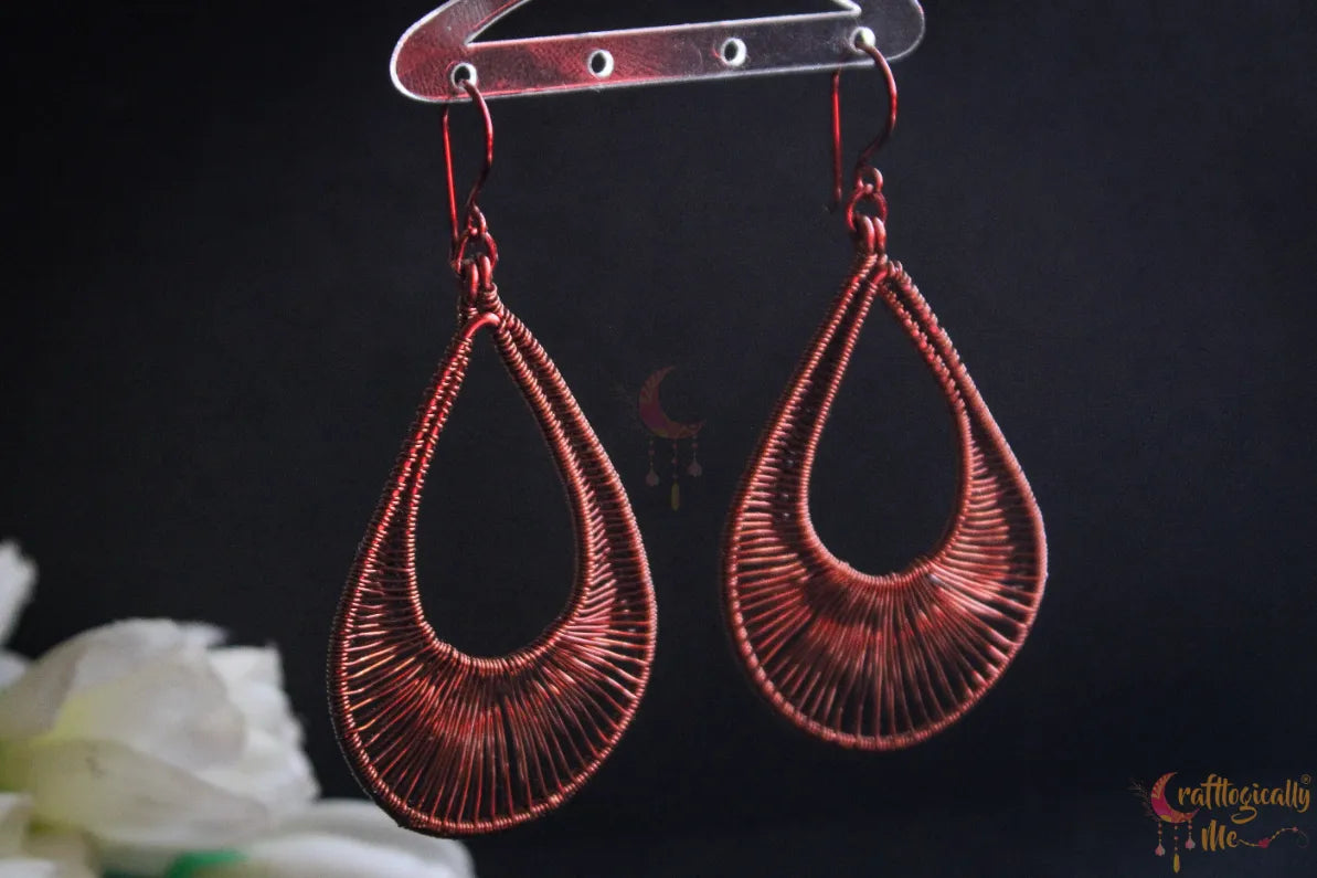 Drop Hoops – Long Danglers - Handmade Wire Statement Earrings
