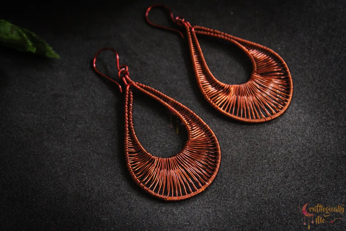 Drop Hoops – Long Danglers - Handmade Wire Statement Earrings