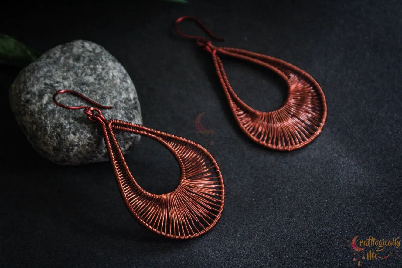 Drop Hoops – Long Danglers - Handmade Wire Statement Earrings