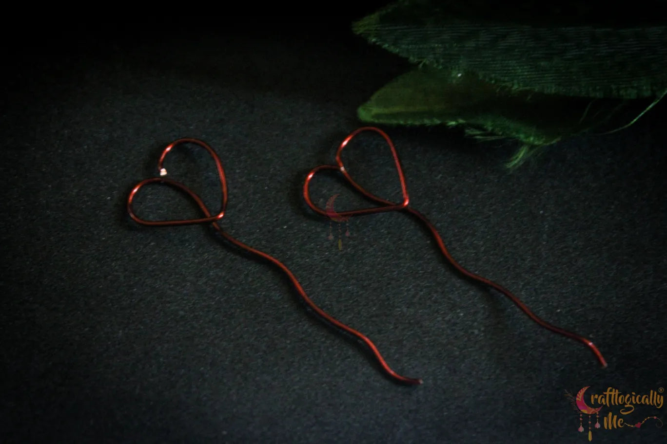 Heart with Tail Post Earrings - Handmade Wire Statement Jewelry