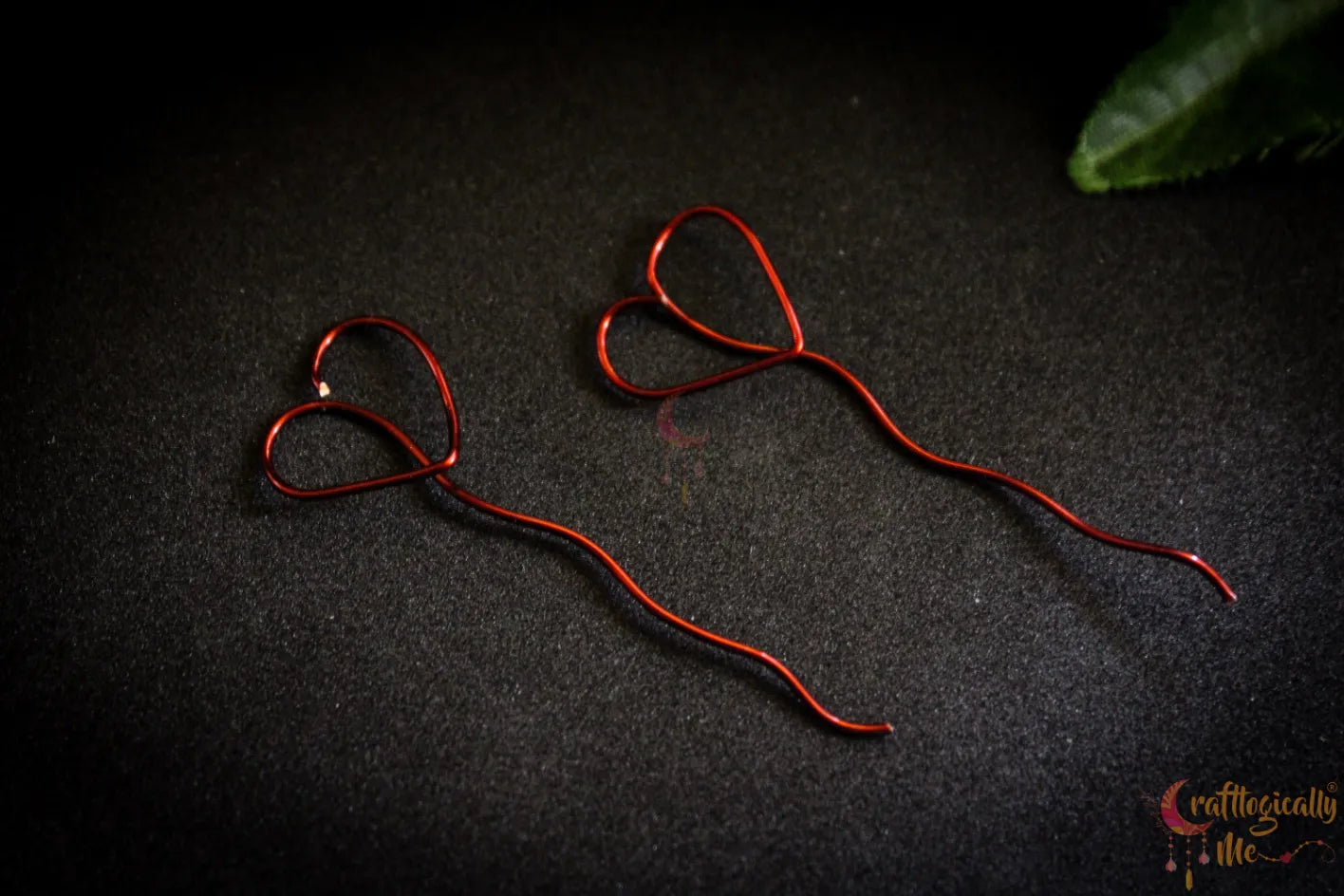 Heart with Tail Post Earrings - Handmade Wire Statement Jewelry