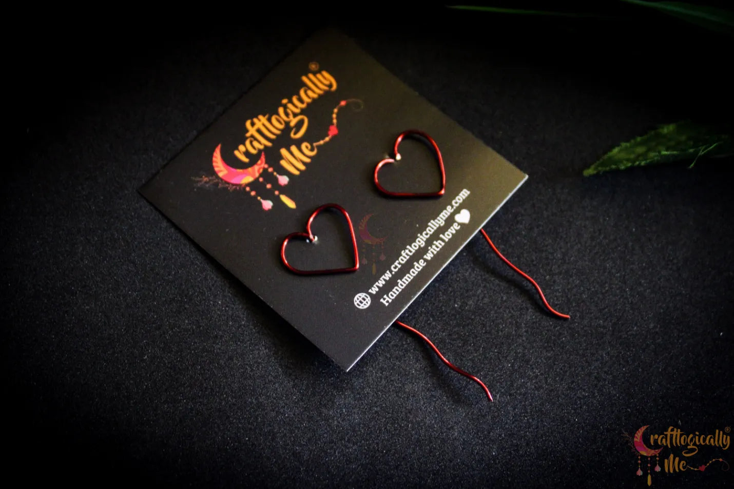 Heart with Tail Post Earrings - Handmade Wire Statement Jewelry