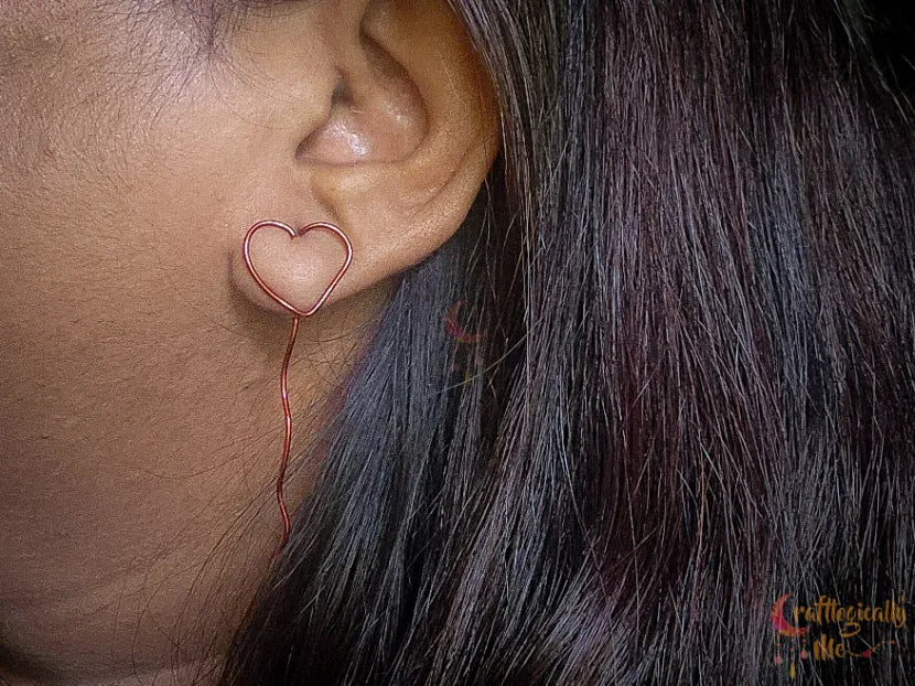 Heart with Tail Post Earrings - Handmade Wire Statement Jewelry